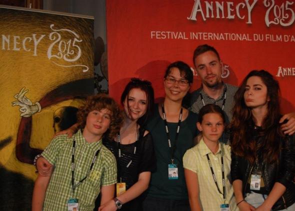 Delegácia Ateliéru BAB na festivale Annecy 2015: Martin Valentko, Veronika Ivaničová, Jana Juránková a Tomáš Danay (lekori), Ema Kissová, Sofia Vöröšová